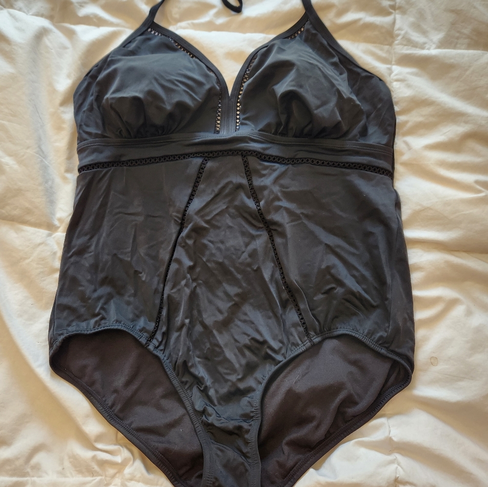 Women's Black One Piece Swimsuit with Small Cutout Detail